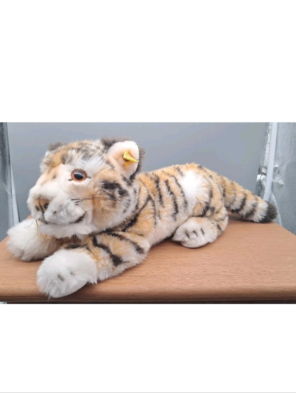 Vintage Steiff Soft Plush MOLLY TAKY TIGER Lying Big Cat Toy w/ear tag 0380/30